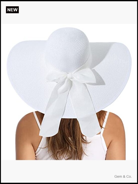 Large Floppy Sun Hat UPF 50+ Straw Beach Cap Adjustable Foldable Wide Brim main image 4